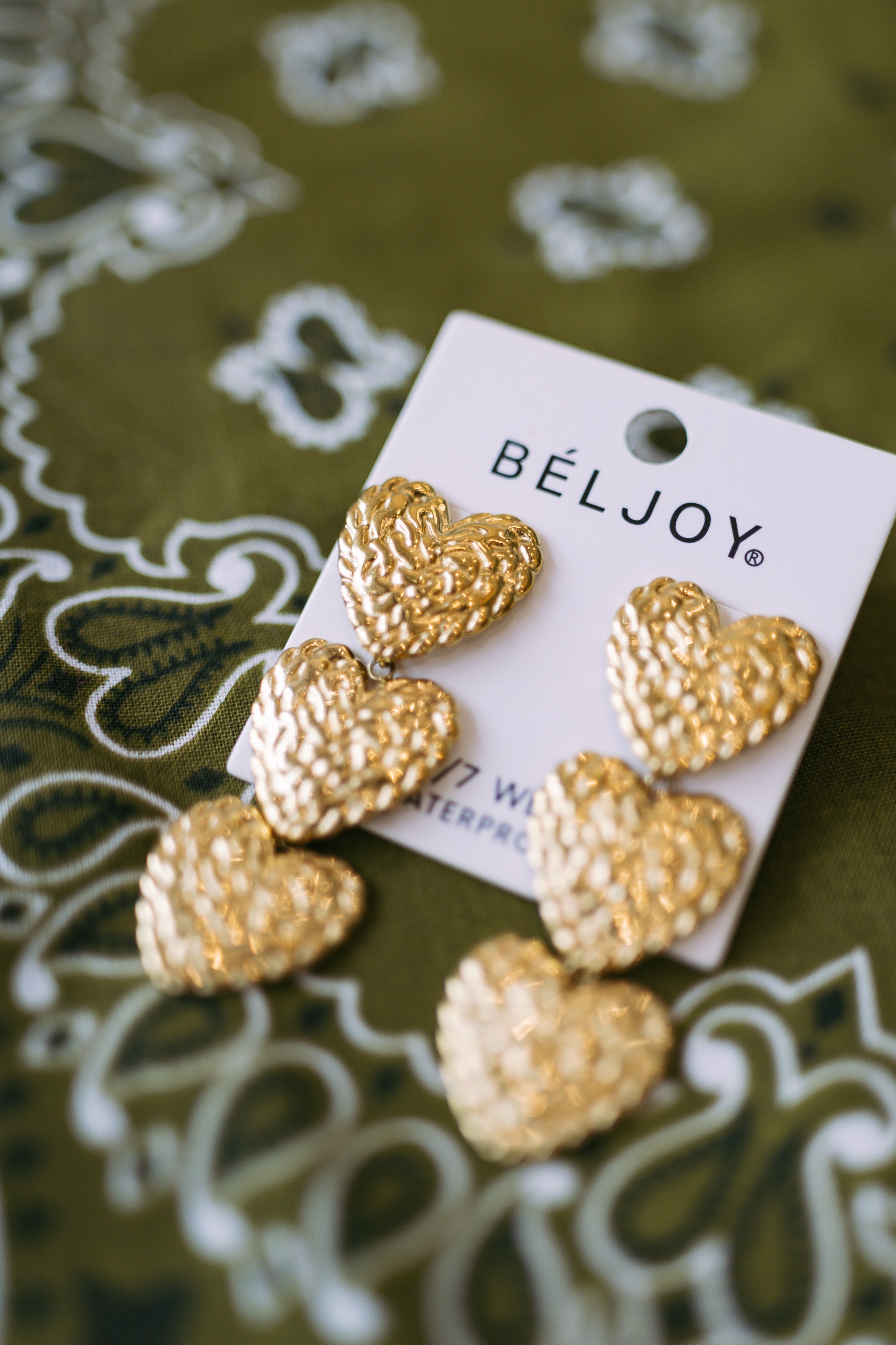 Evian Textured Heart Earrings || Choose Color