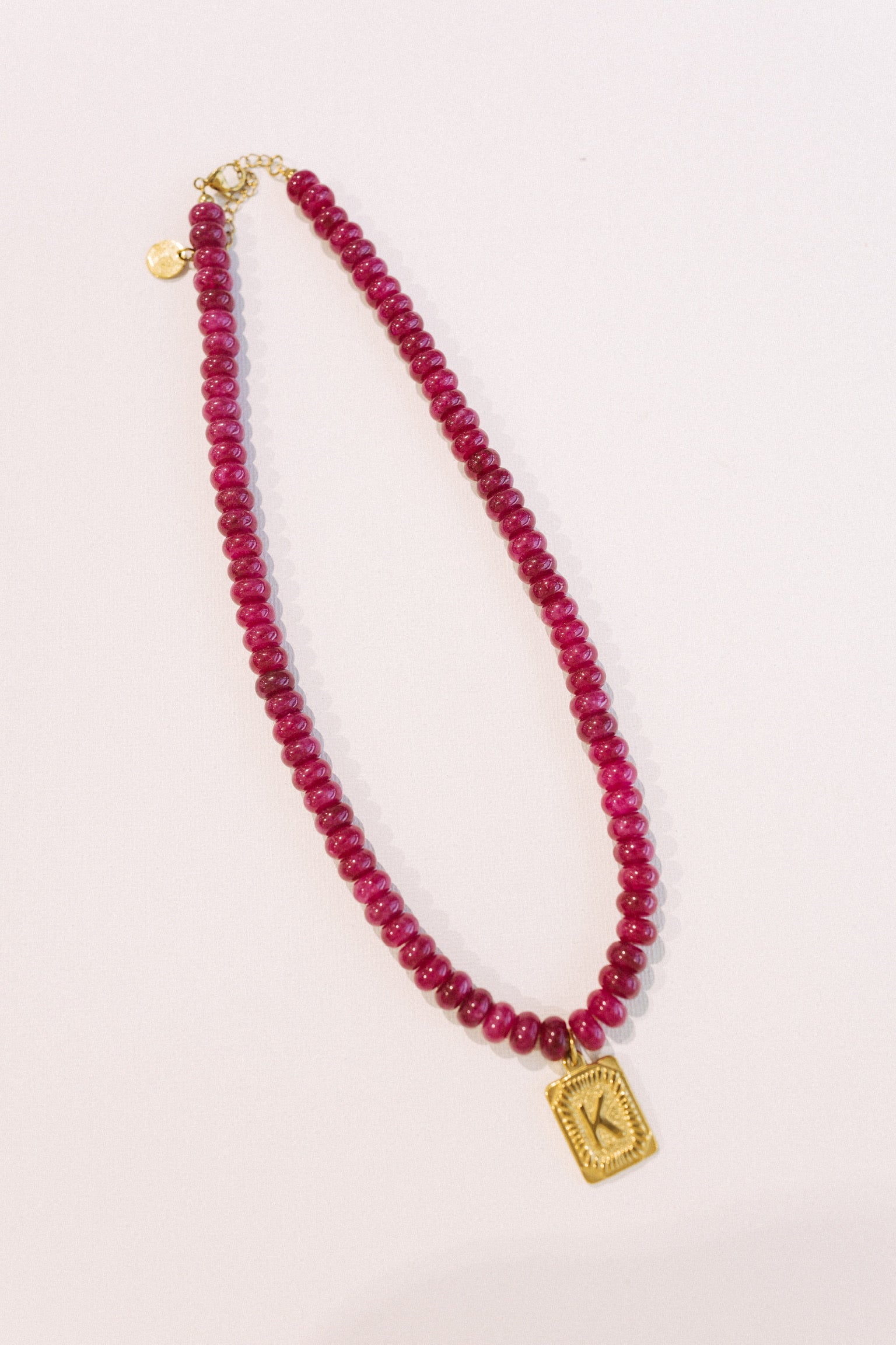 Beaded Initial Pendant Necklace || Berry