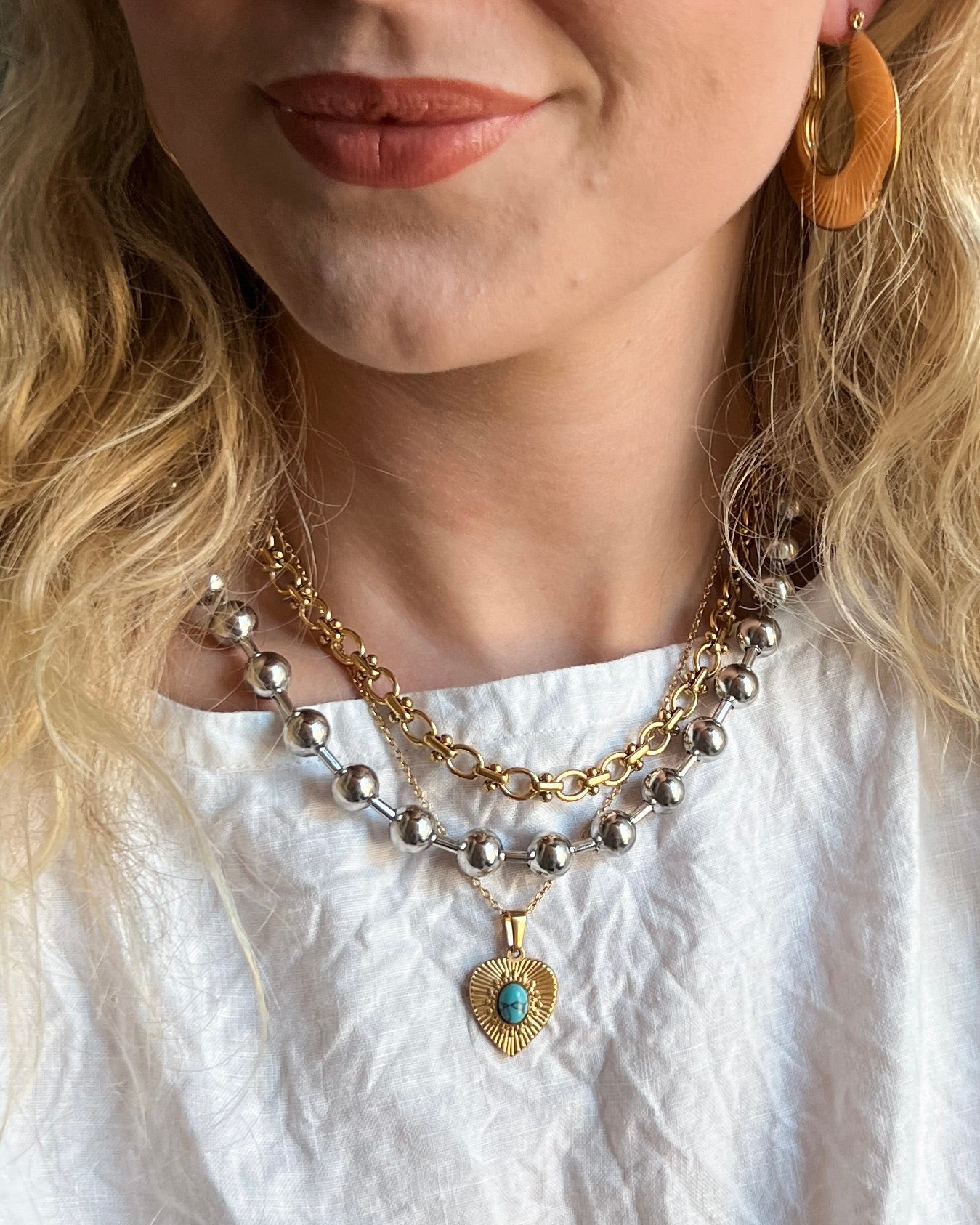 Barbara Beaded Gold Silver Necklace