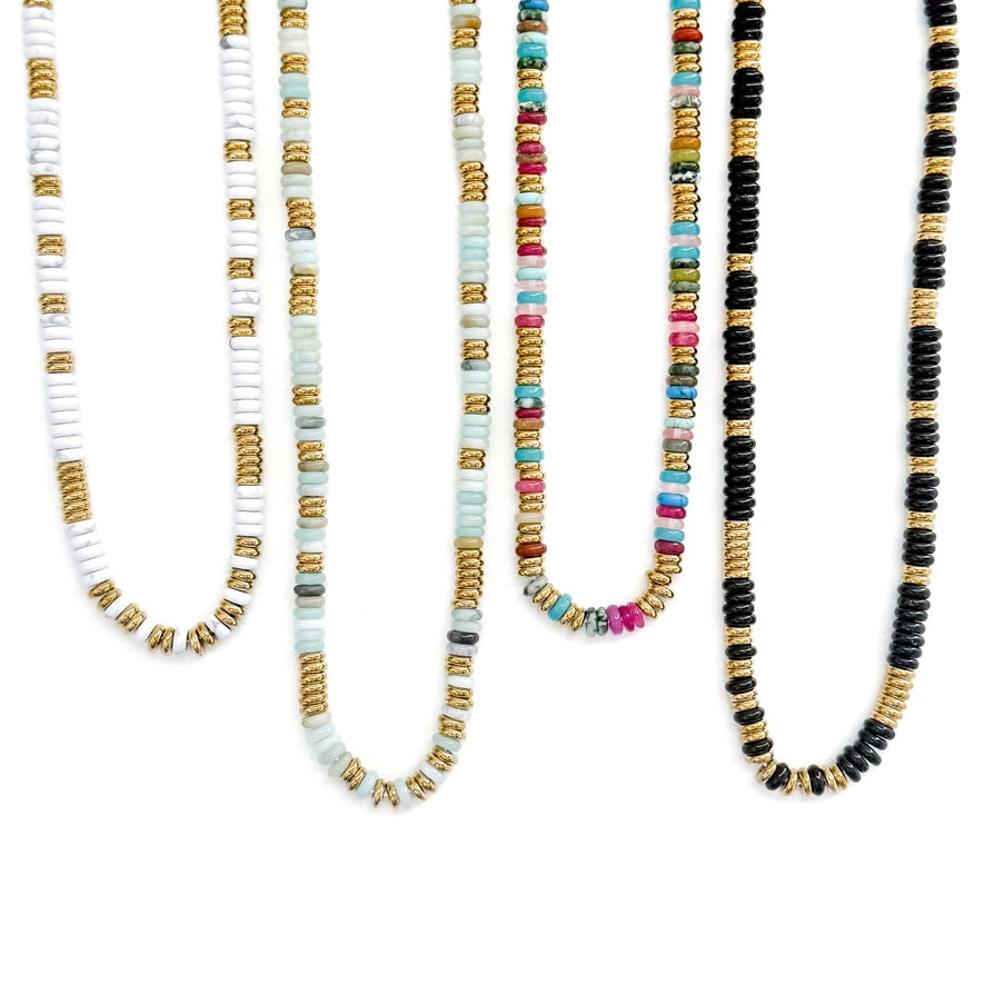 Joan Multi Color Beaded Stone Necklace || Choose Color