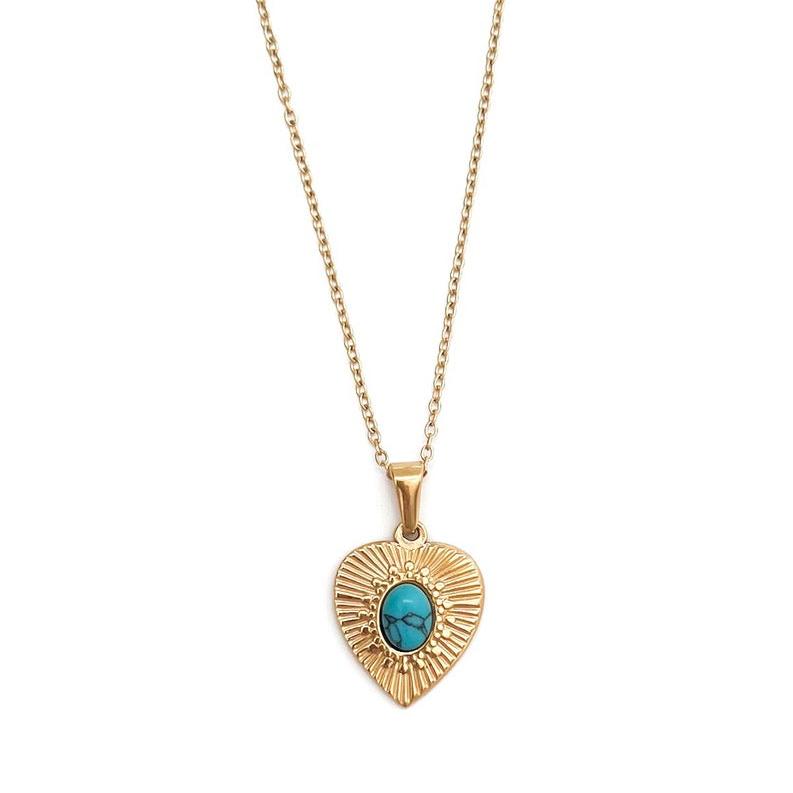 Doris Turquoise Heart Necklace || Choose Color