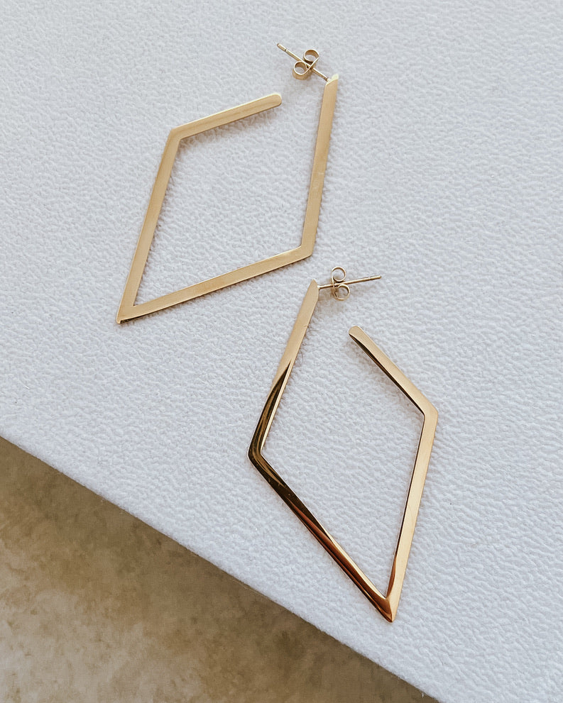 Elvira Gold Open Diamond Earrings