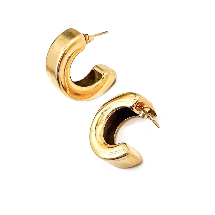 Evonne Flat Gold Hoops