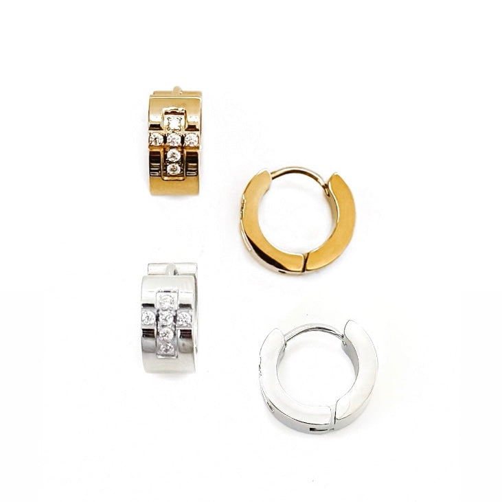 Ezri Crystal Cross Huggie Earrings || Choose Color