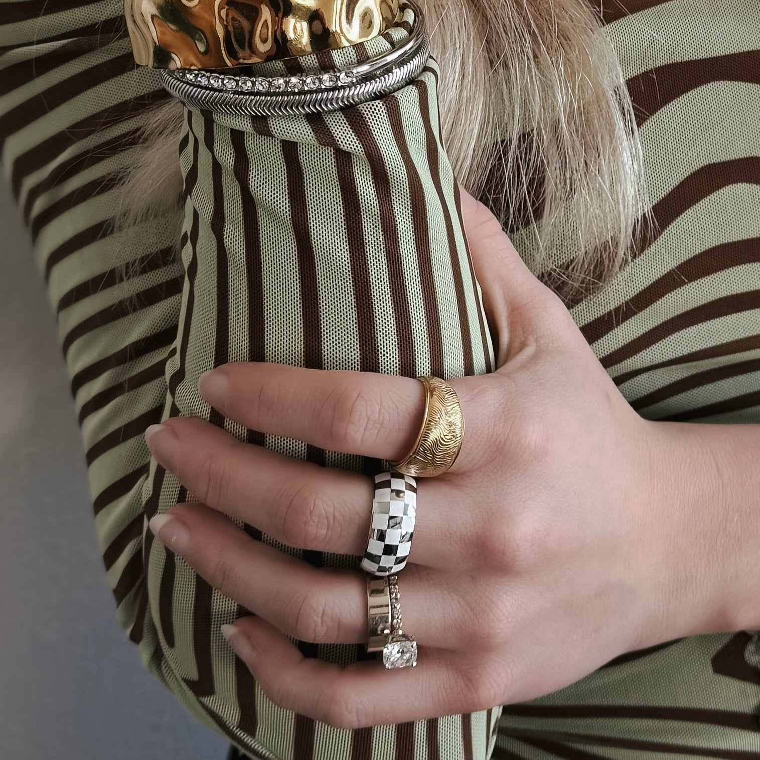 Roberta Gold Textured Thick Band Ring