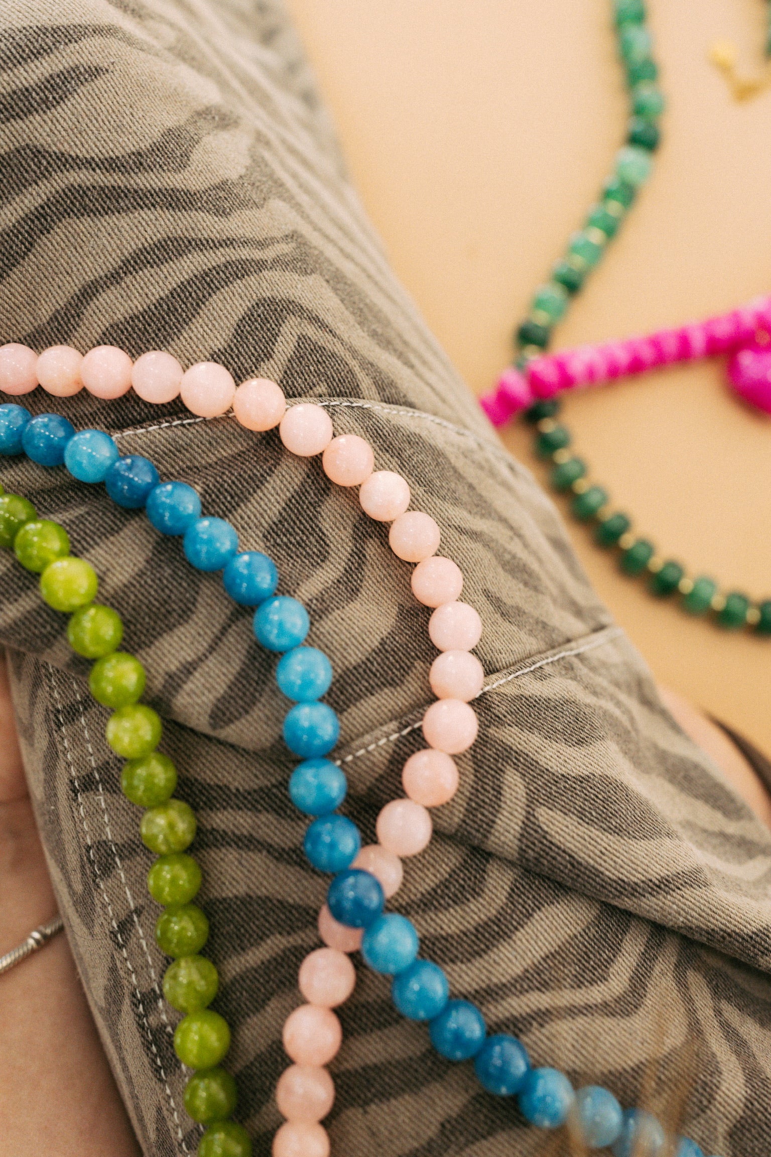 Boba Beaded Necklace - Pink