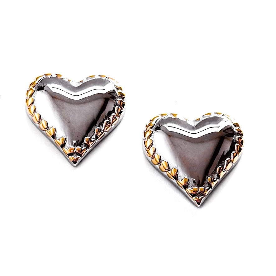 Evada Mixed Metal Heart Stud Earrings
