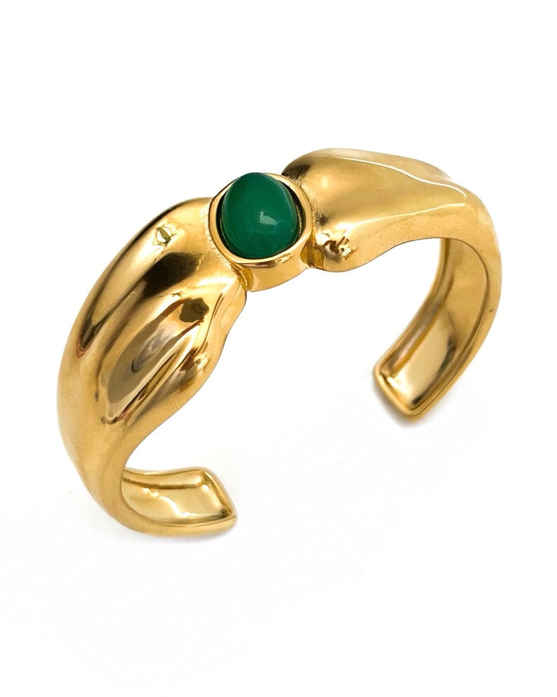 Beverly Gold Stone Cuff Bracelet || Choose Color