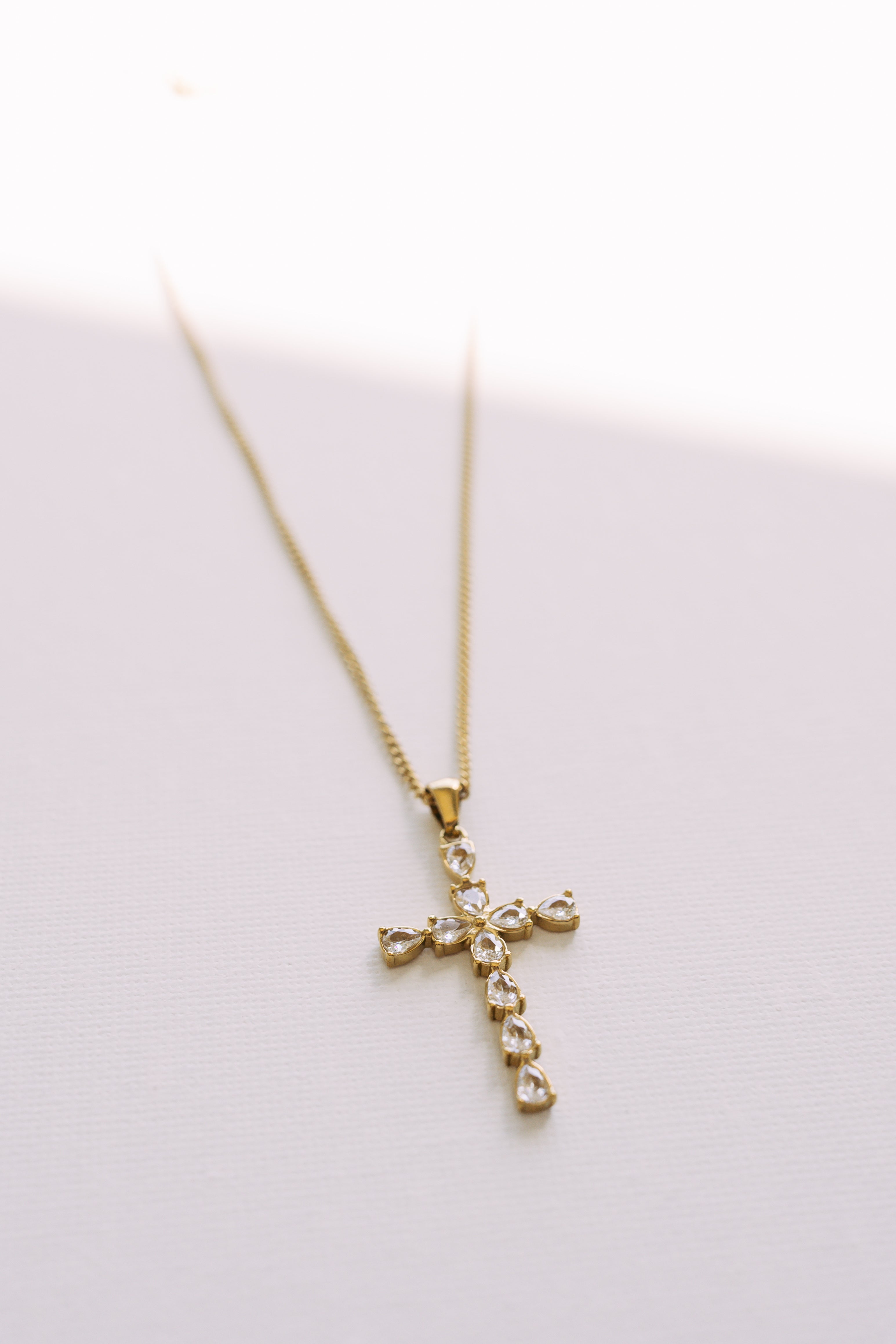 Vera Pear Crystal Cross Necklace