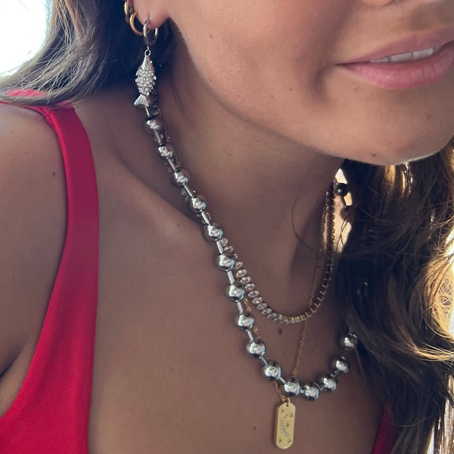 Edda Fish Charm Hoops