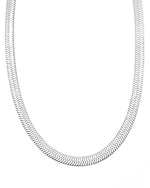 Mia Thick Silver Herringbone Necklace || Choose Length