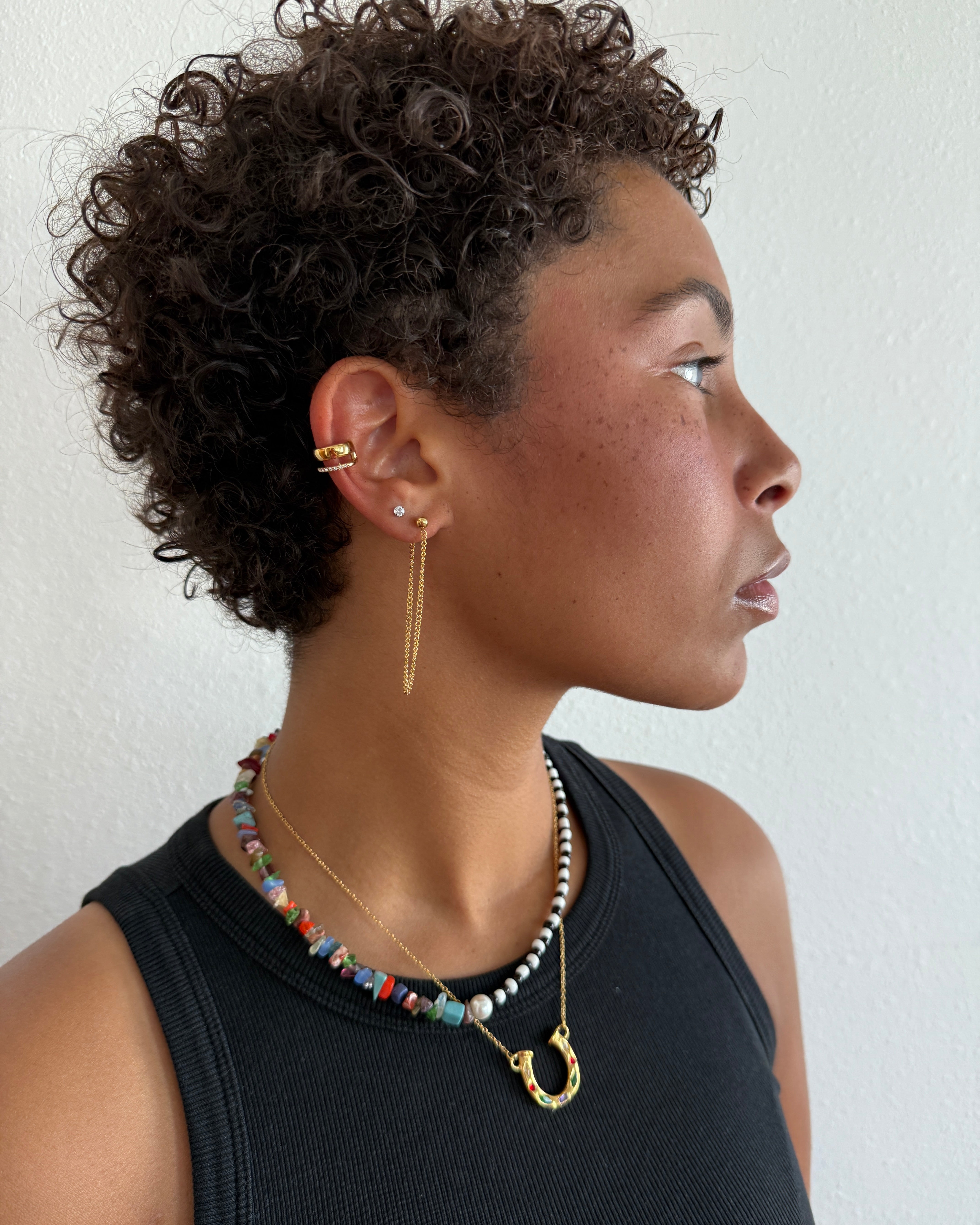 Paisley Colorful Stone Pearl Necklace