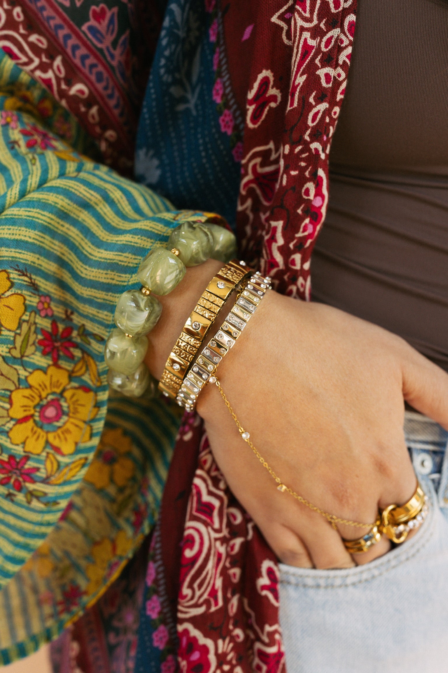 Paloma Chunky Beaded Bracelet - Light Green