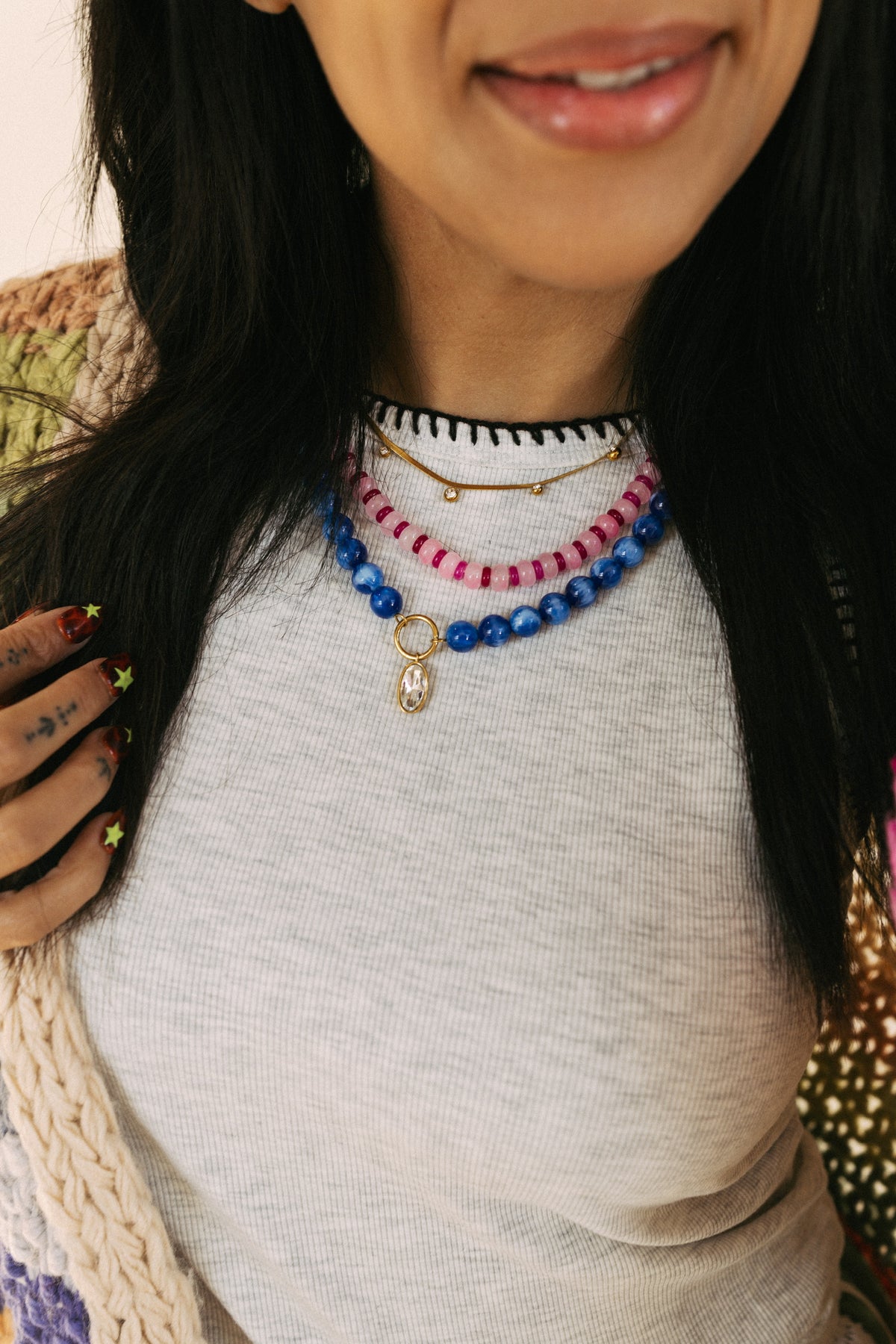 Blue Me Away Beaded Crystal Necklace