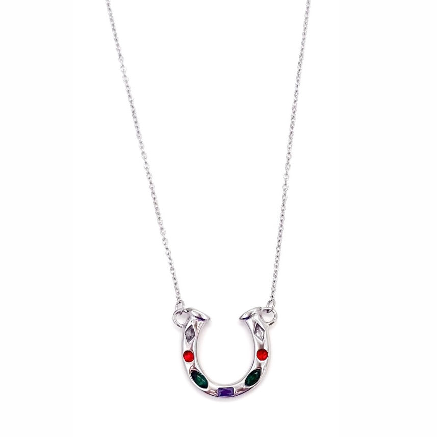 Lainey Crystal Horseshoe Necklace || Choose Color