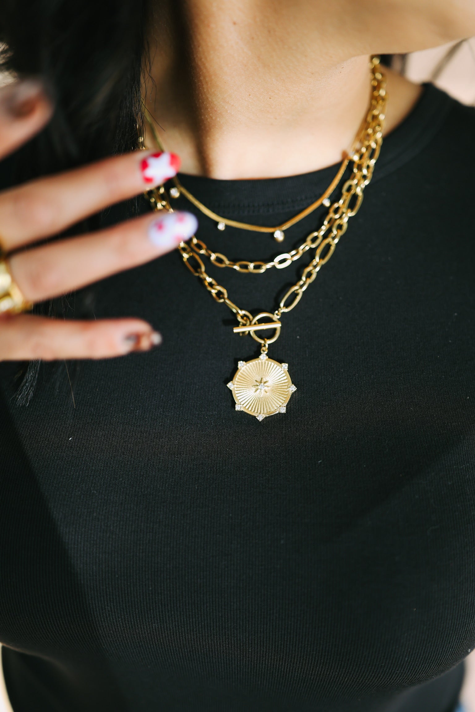 Raylee Toggle Starburst Coin Necklace