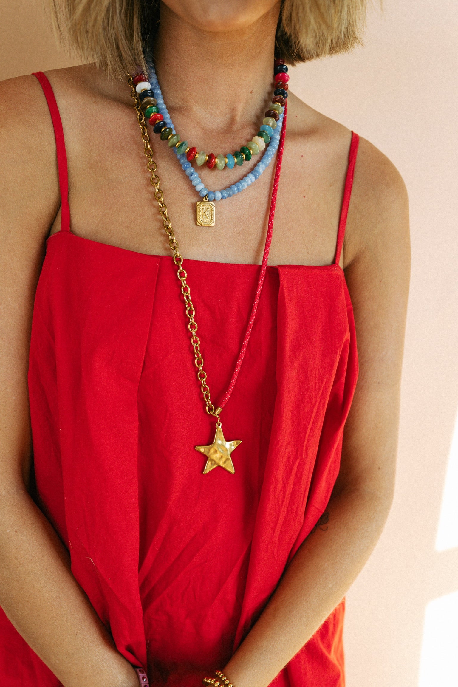 Red Lucky Star Cord Necklace