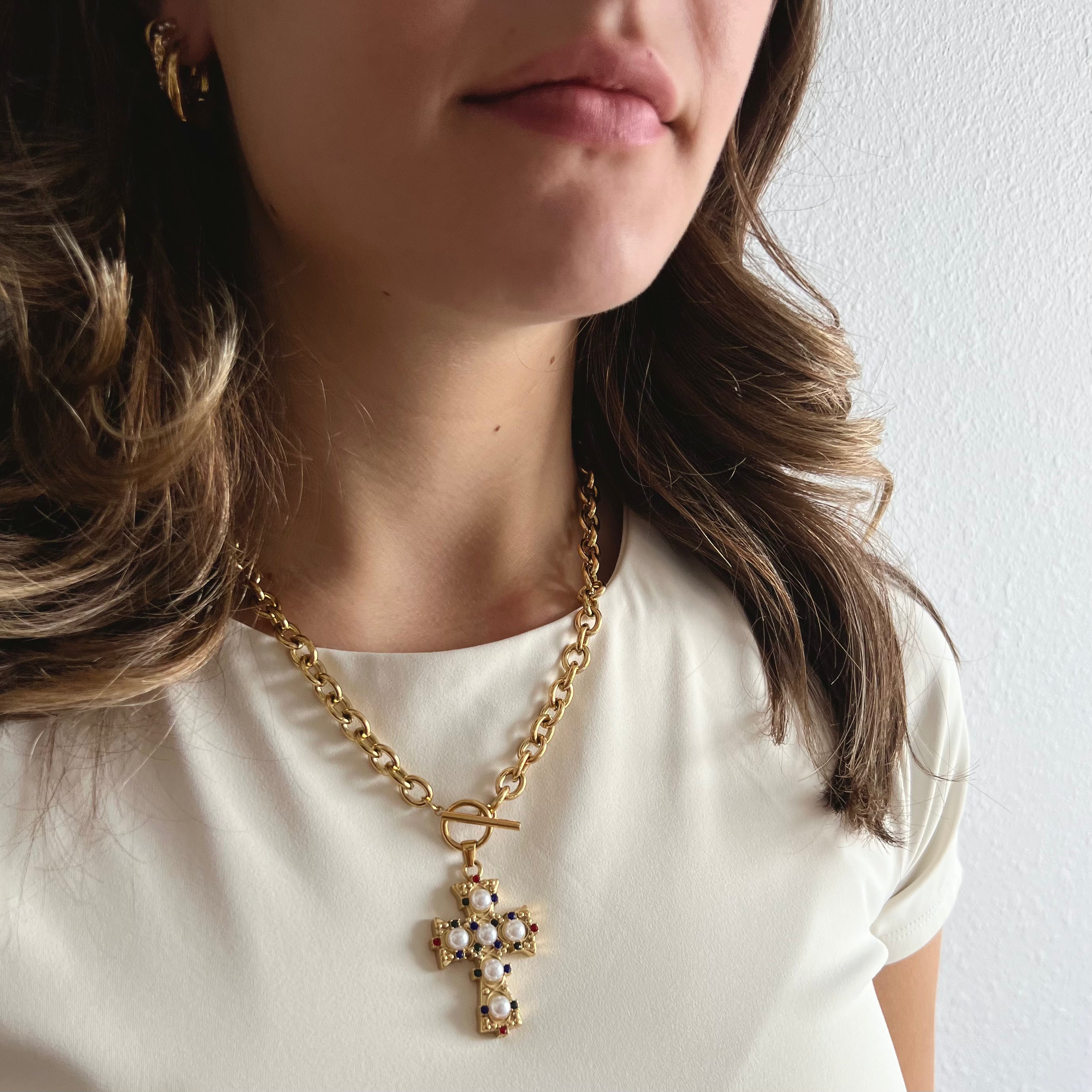 Mina Cross Pendant Necklace