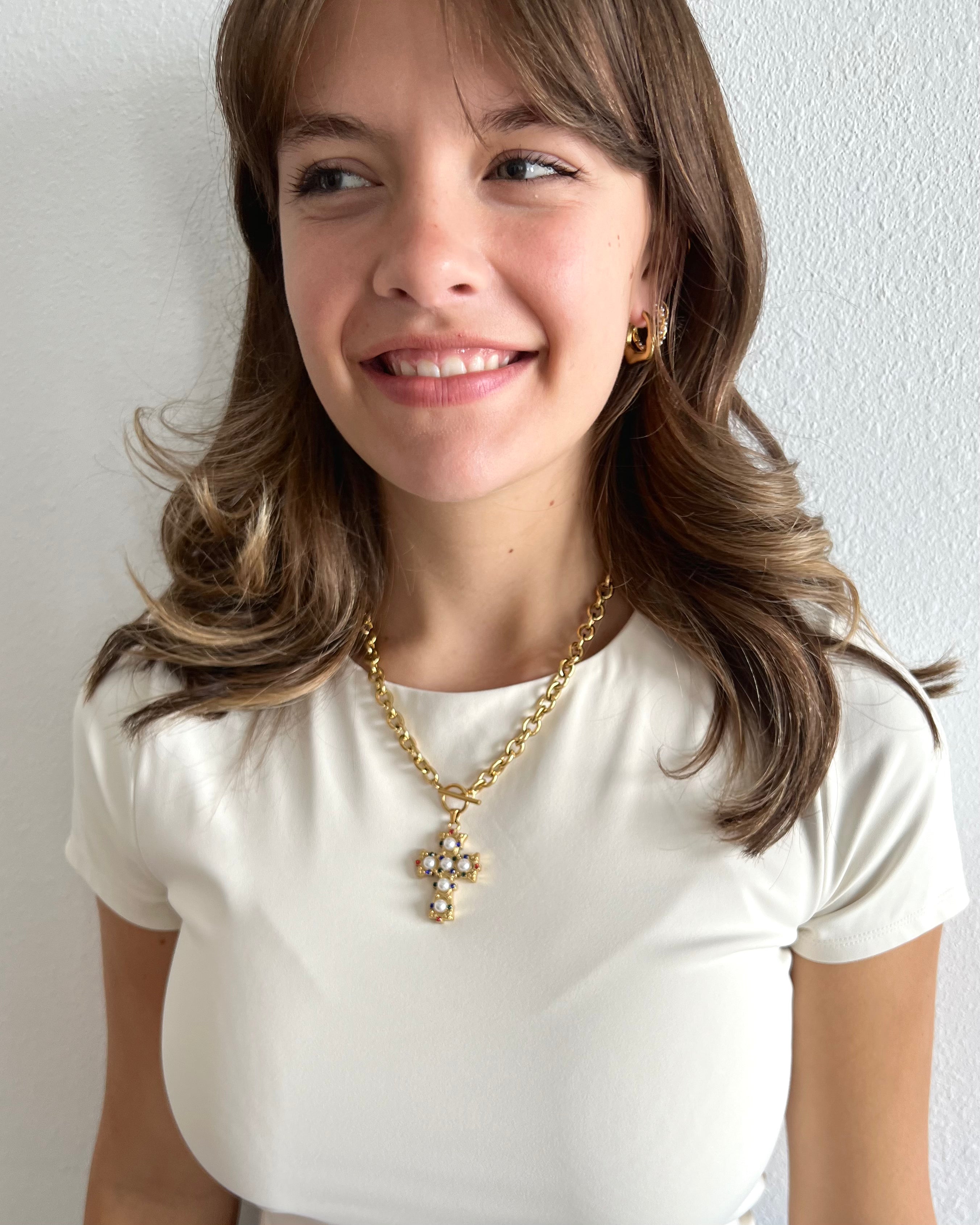 Mina Cross Pendant Necklace