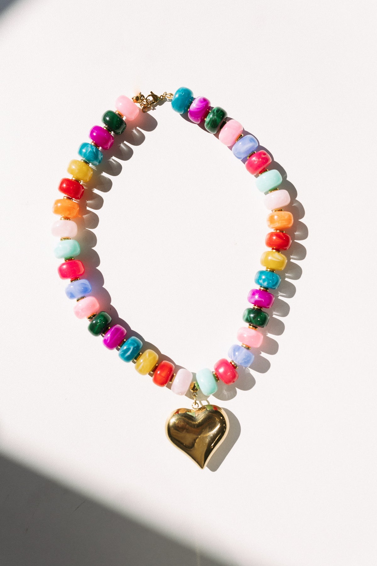 Love Bomb Beaded Heart Necklace - Rainbow
