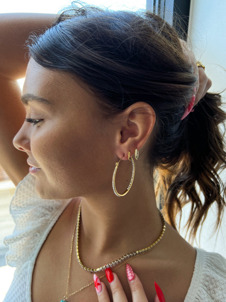 Echo Crystal Hoop Earrings || Choose Size