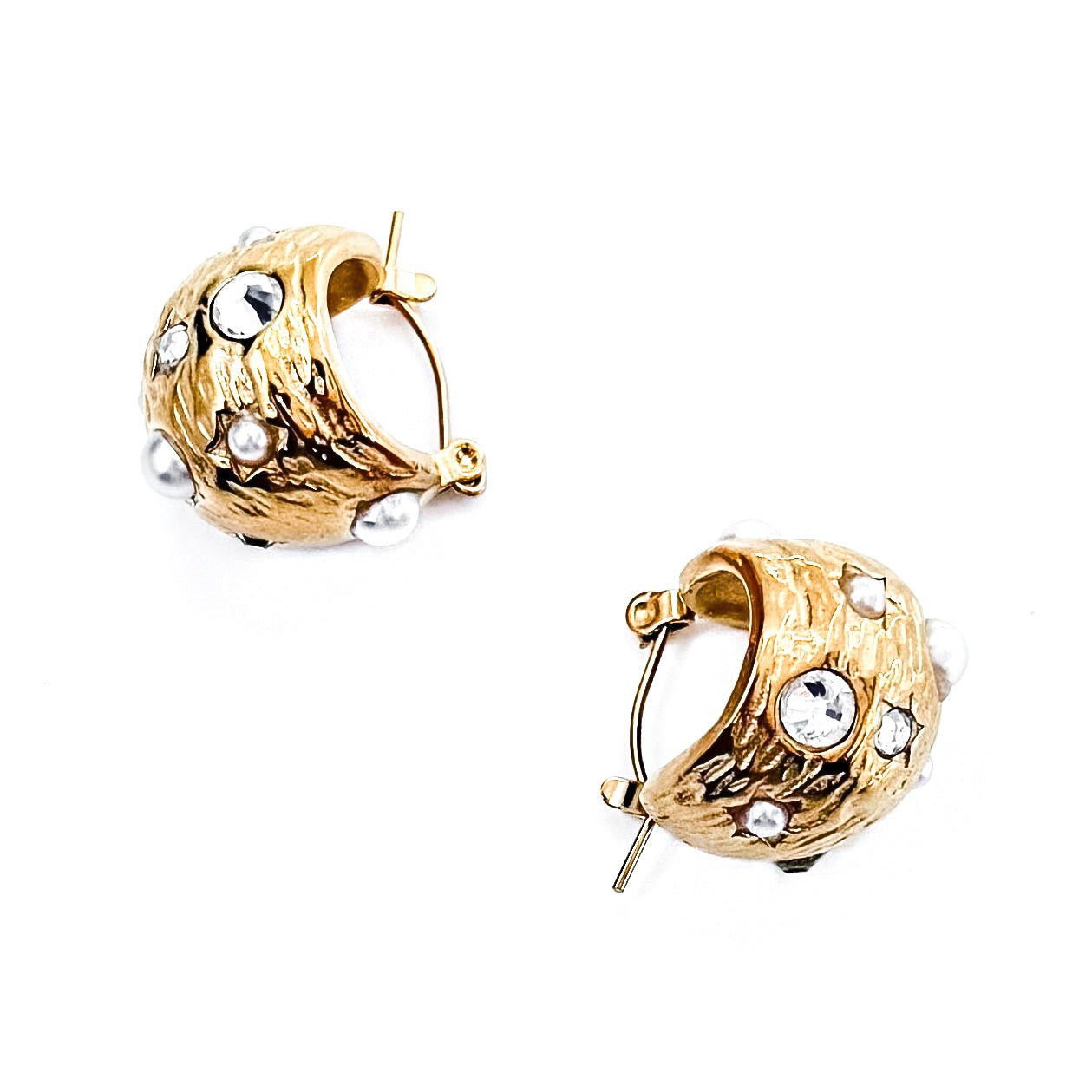 Esana Pearl Crystal Hoop Earrings