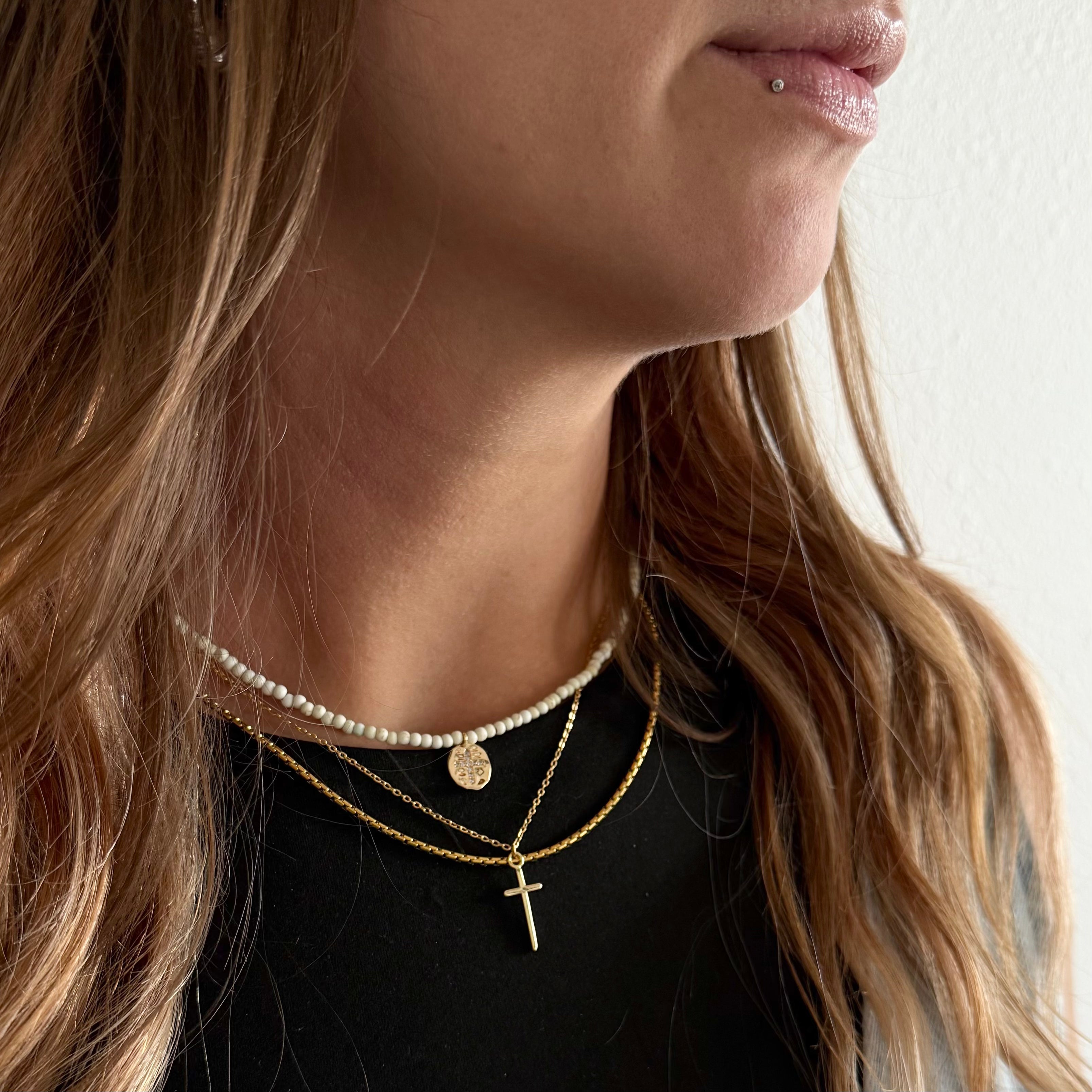 Ada Crystal Cross Necklace || Choose Color