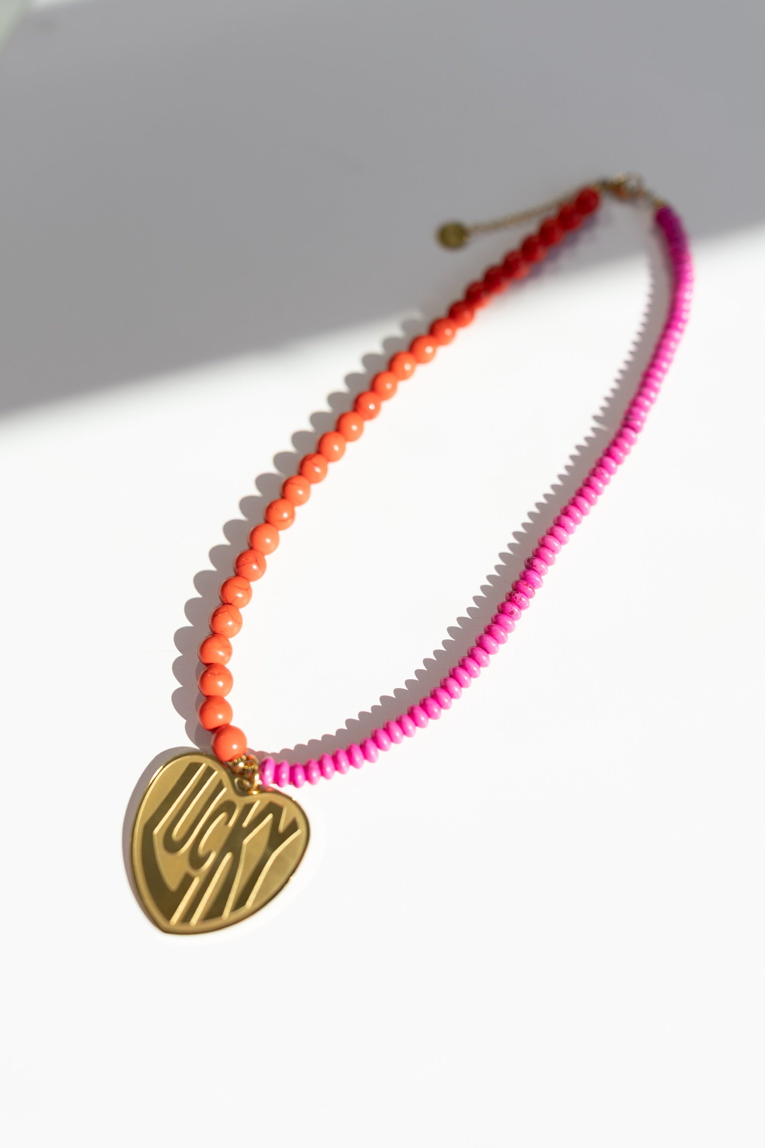 Lucky In Love Stone Necklace - Red/Pink