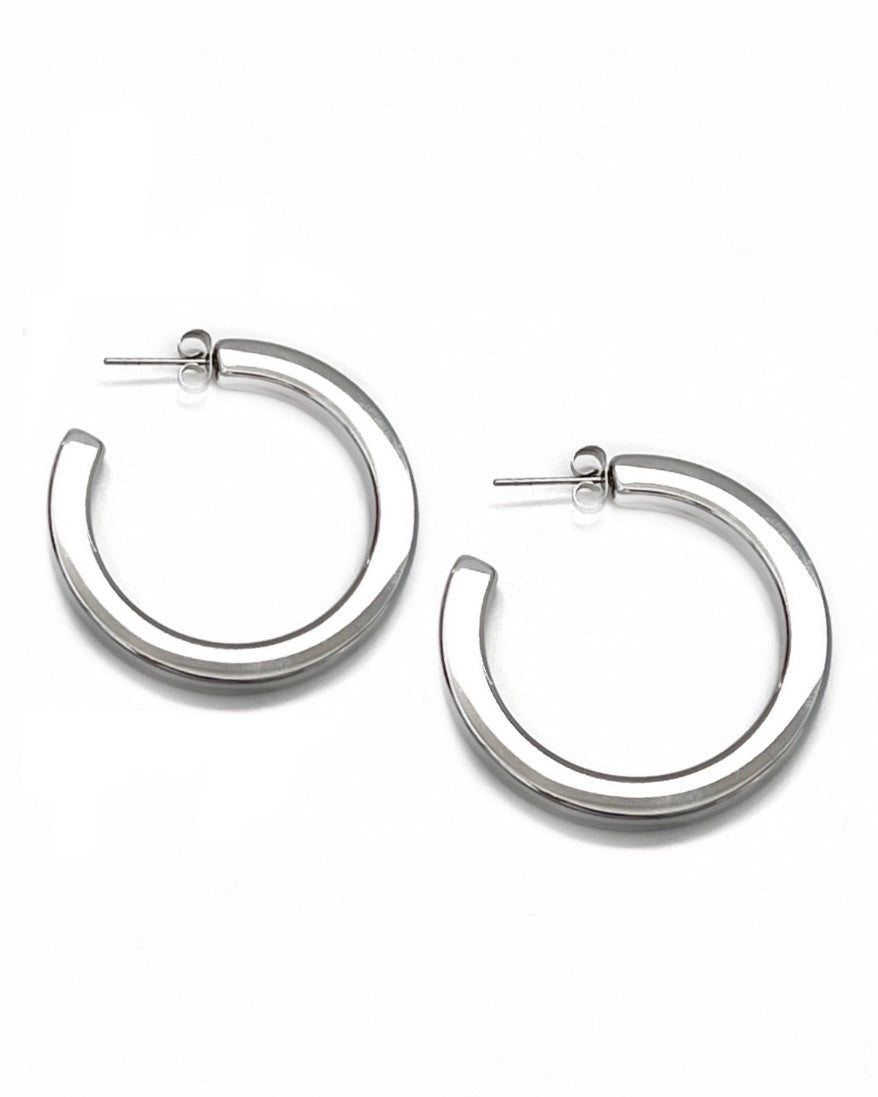 Eilish Everyday Silver Hoops || Choose Size