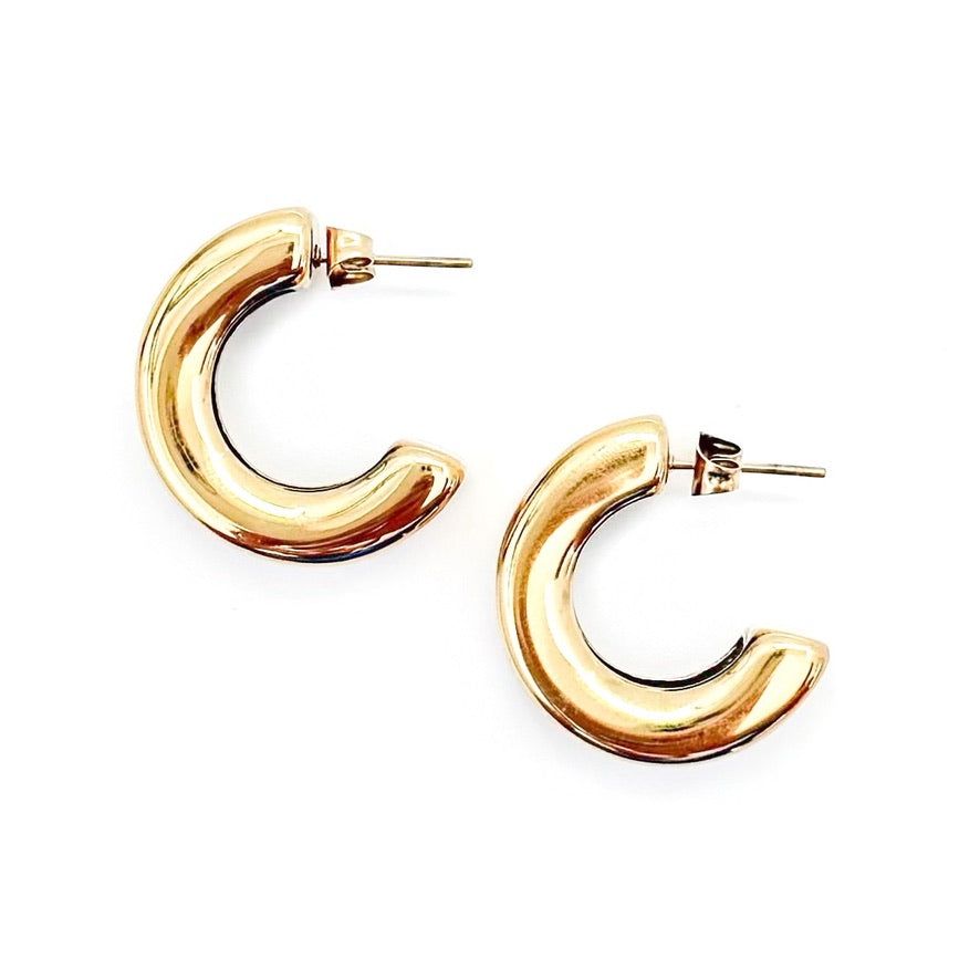 Evonne Flat Gold Hoops