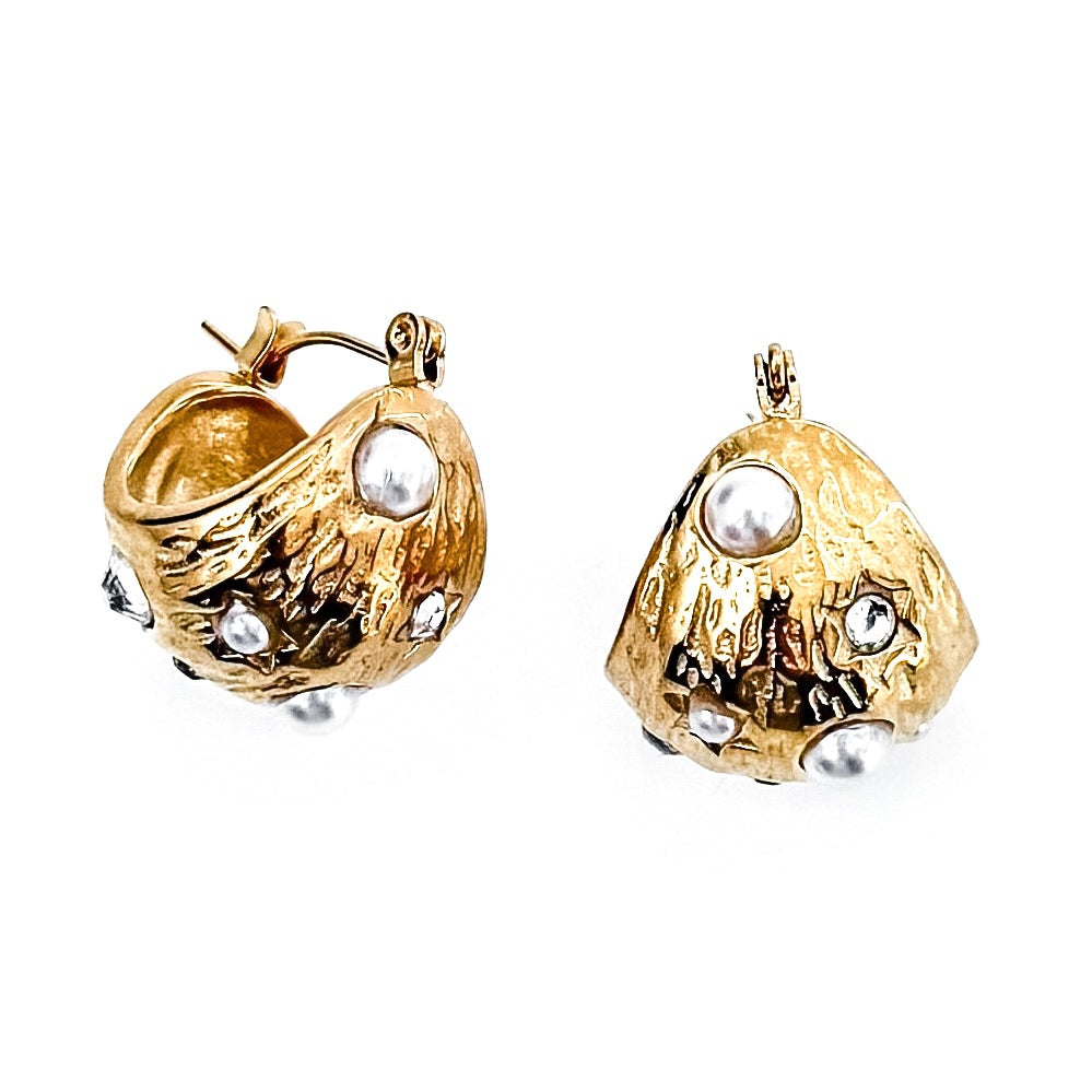 Esana Pearl Crystal Hoop Earrings