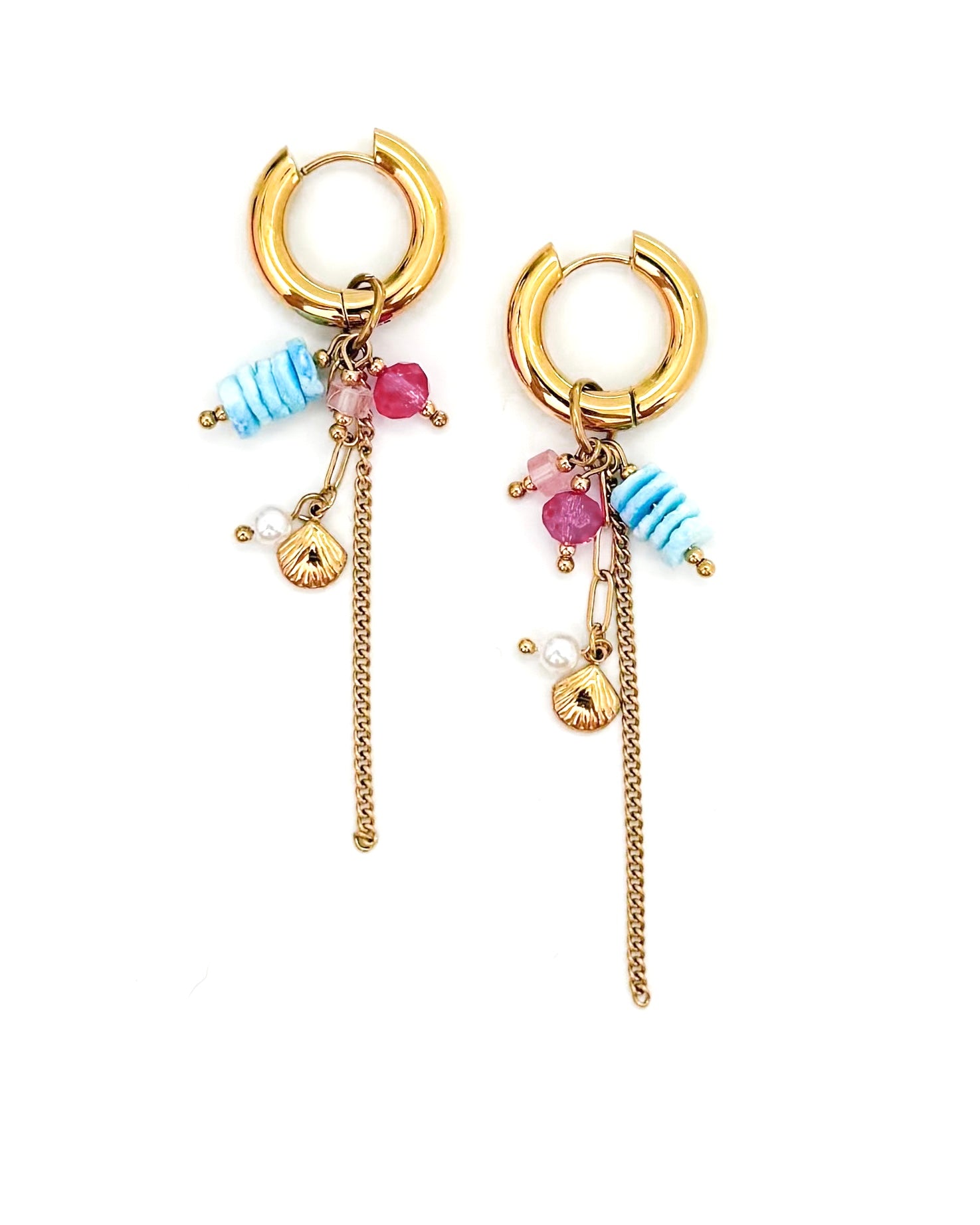 Ella Beaded Charm Drop Hoops