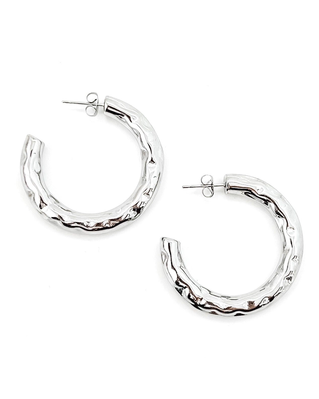 Elondo Hammered Hoop Earrings || Choose Color