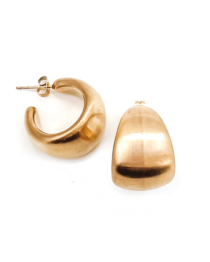 Enoch Matte Gold Earrings || Choose Size