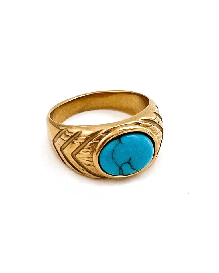 Ria Turquoise Stone Gold Ring