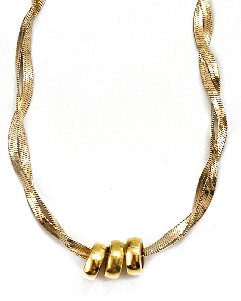 Lennon Twisted Herringbone Bead Necklace || Choose Color