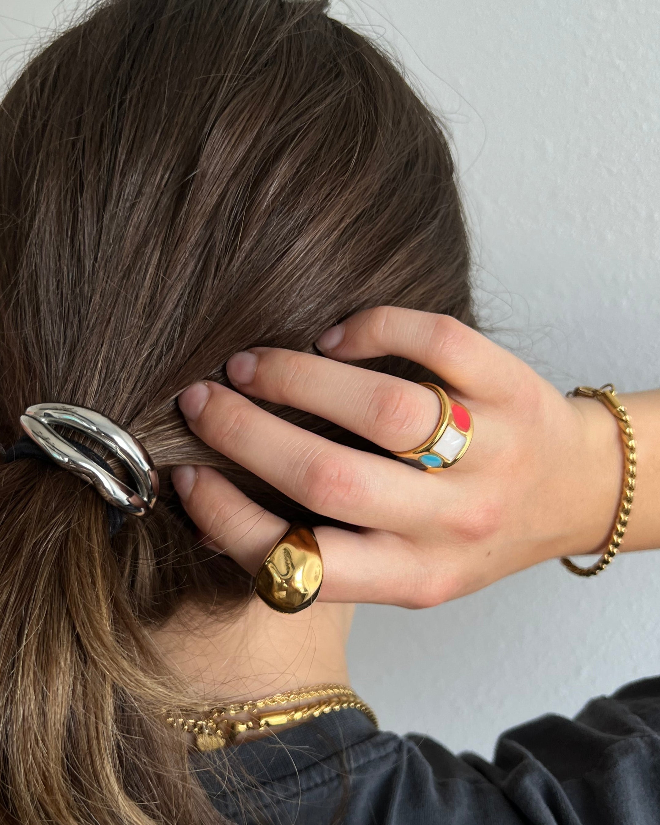 Roxy Wide Band Stone Ring