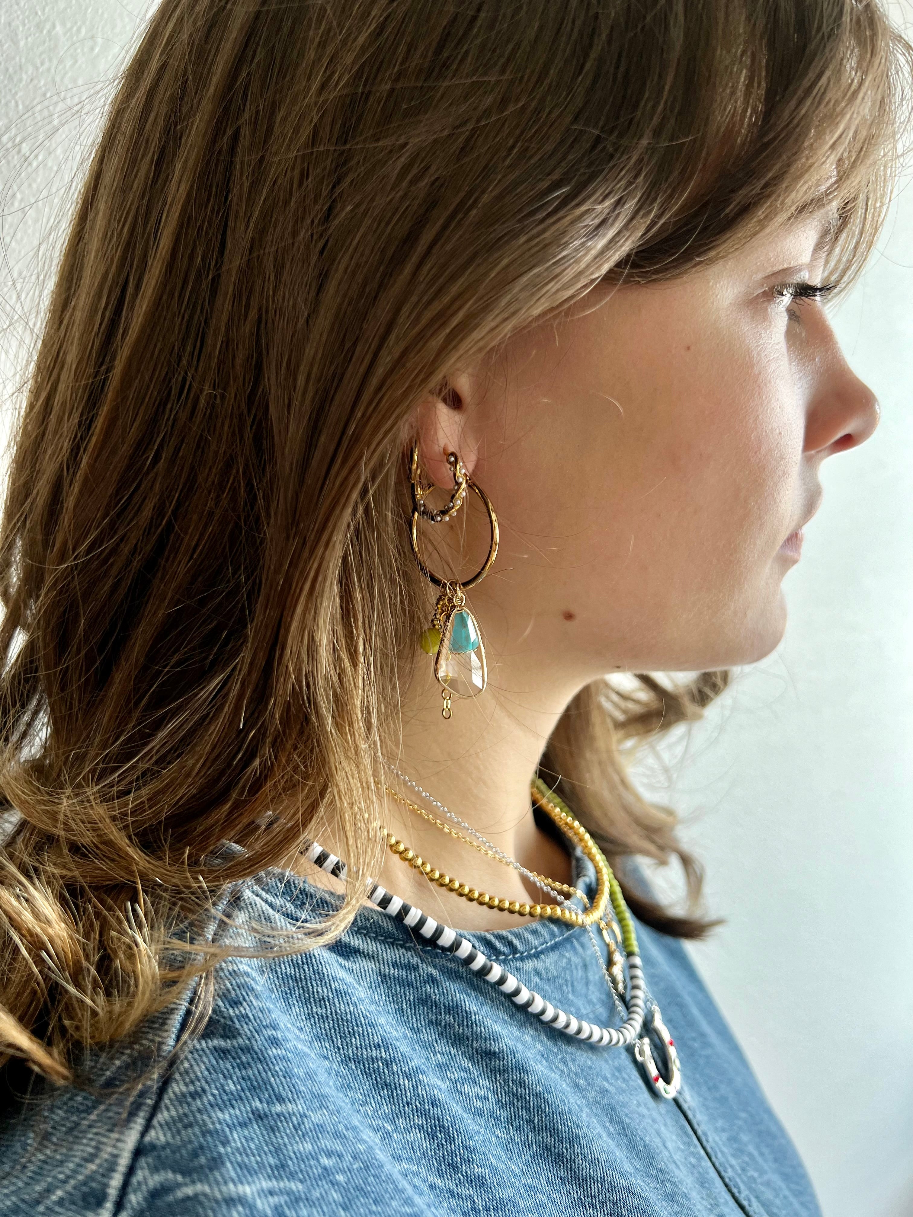 Eddy Crystal Beaded Charm Hoops