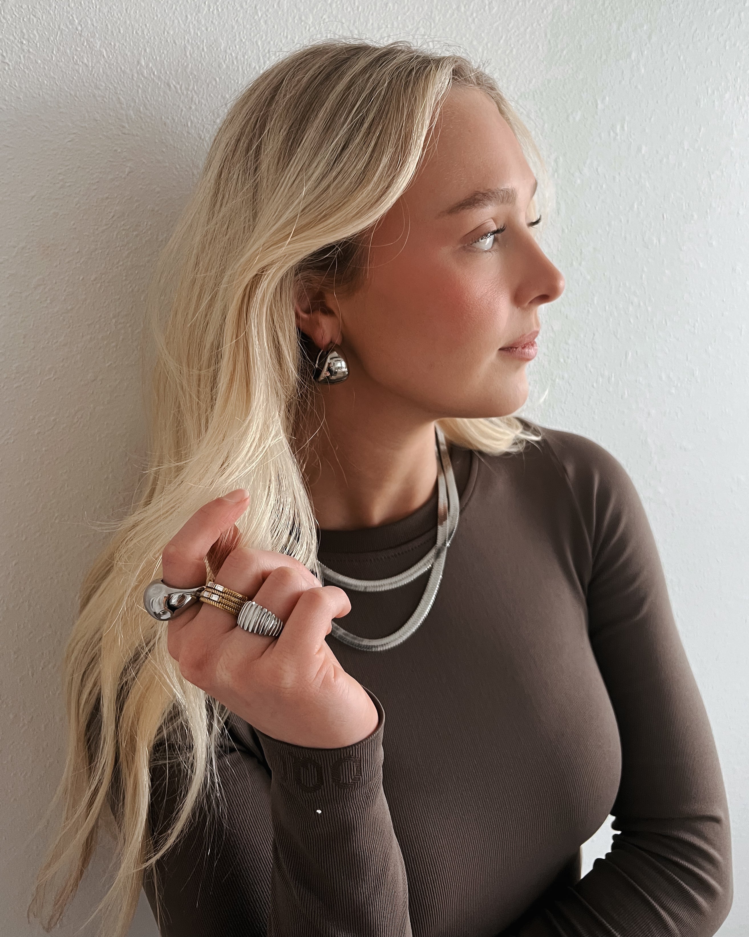 Mia Thick Silver Herringbone Necklace || Choose Length