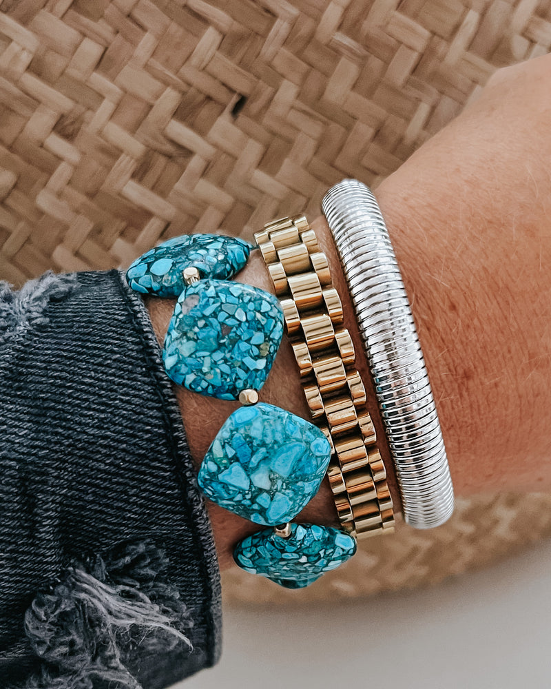 Baia Thin Coil Bangle Bracelet || Choose Color