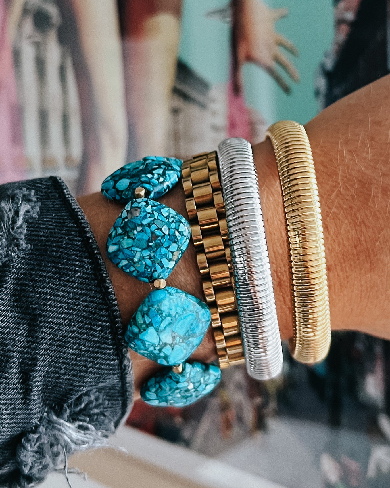 Baia Thin Coil Bangle Bracelet || Choose Color