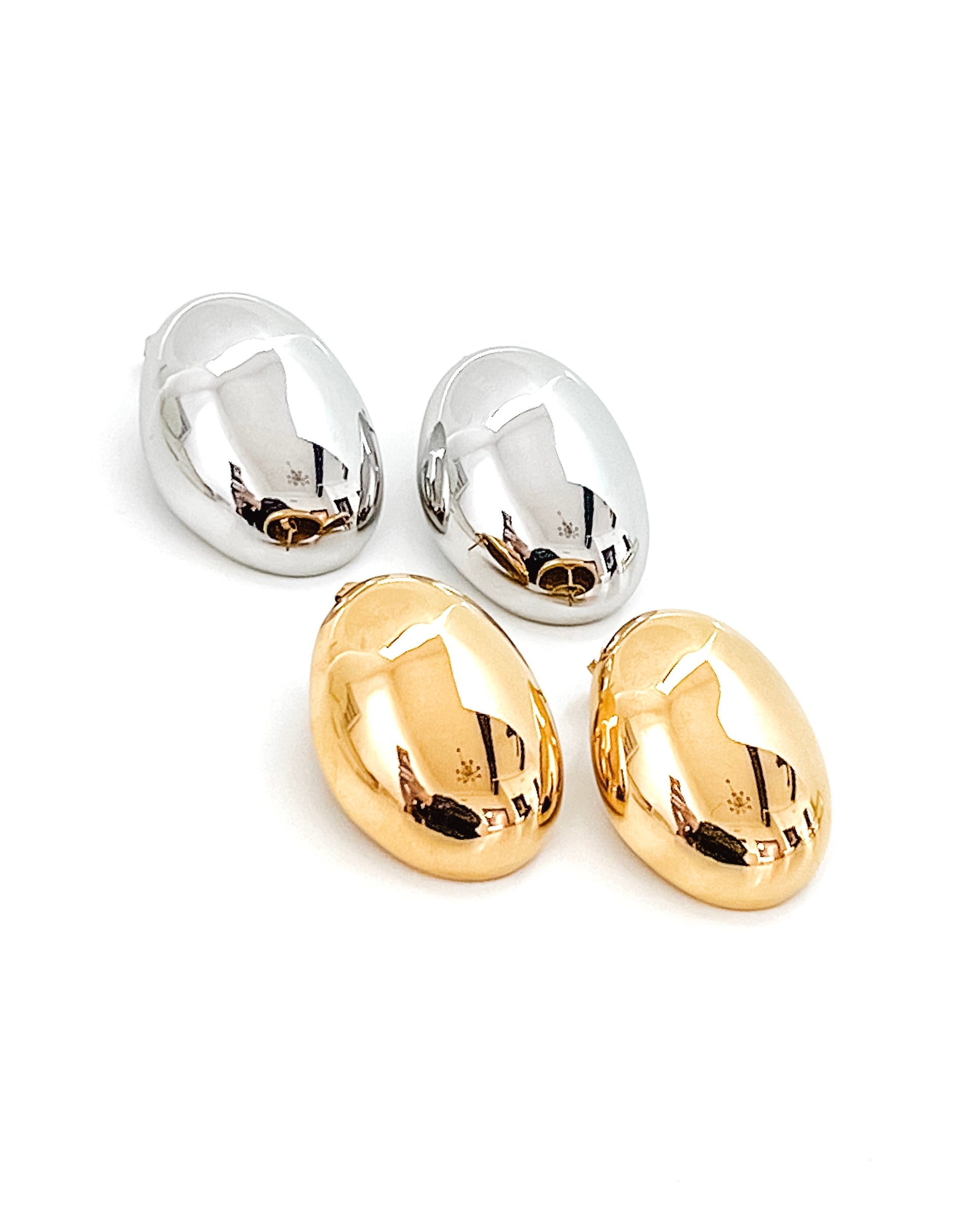Estafane Oval Statement Stud Earrings || Choose Color
