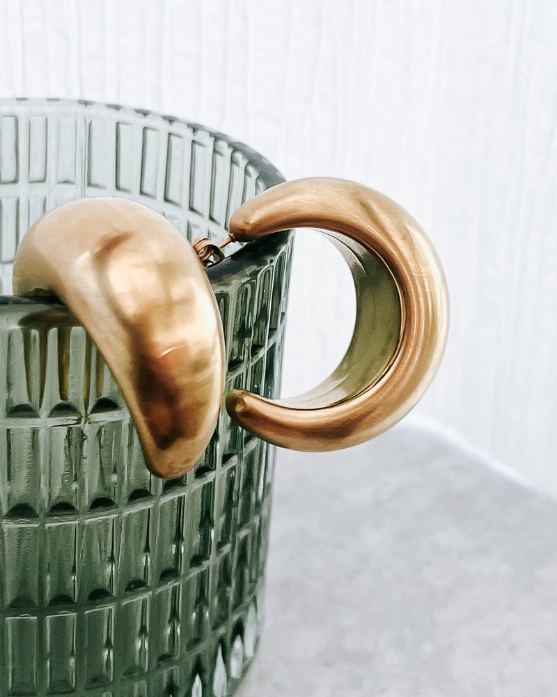 Enoch Matte Gold Earrings || Choose Size
