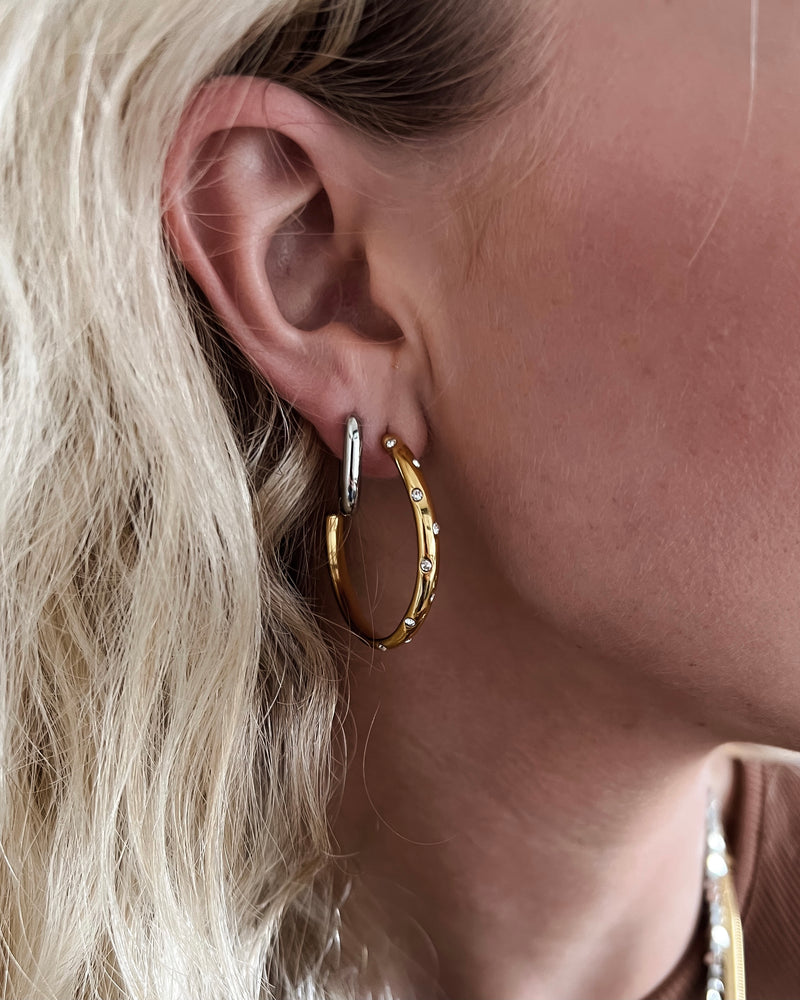 Elisha Diamond Crystal Hoop Earrings || Choose Color