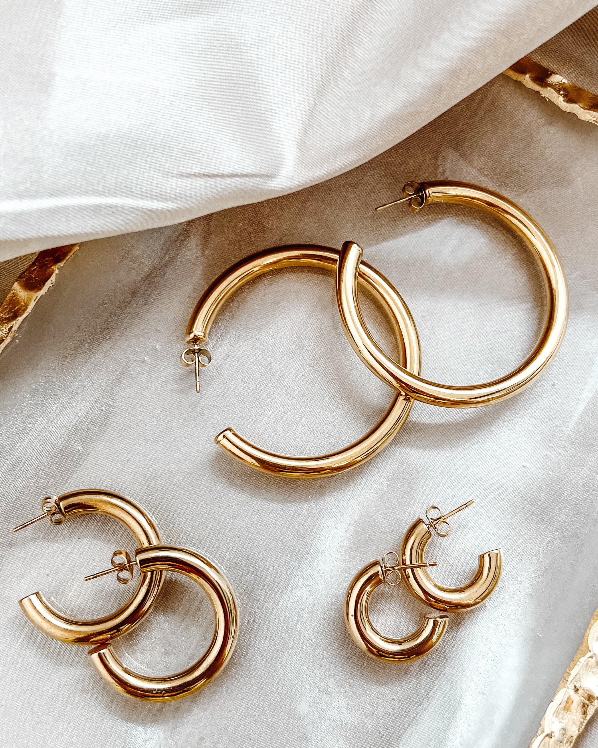 Ethel Gold Hoop Earrings || Choose Size