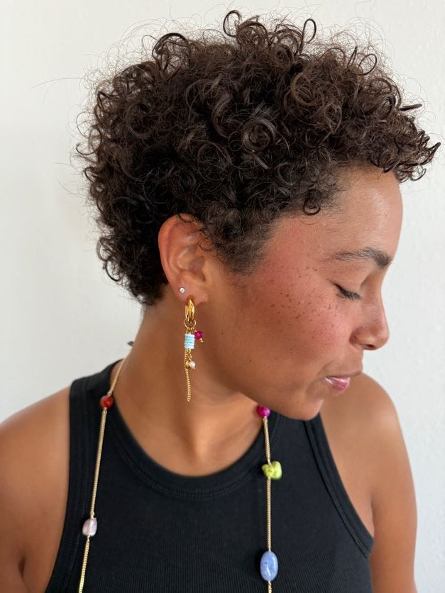 Ella Beaded Charm Drop Hoops