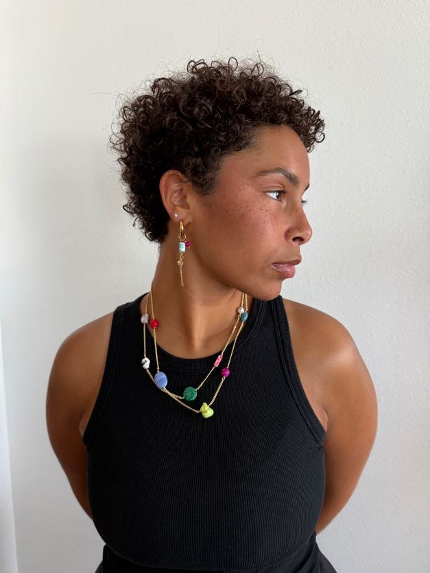 Ella Beaded Charm Drop Hoops