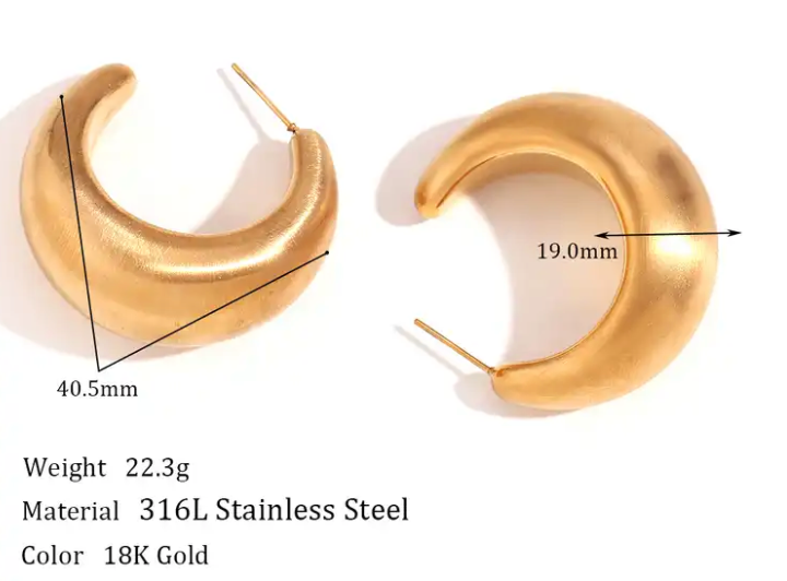 Enoch Chic Chunky Matte Gold Hoop Earrings Beljoy Jewelry BELJOY
