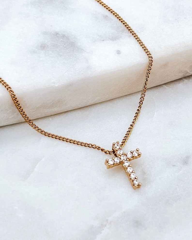 Alice Crystal Cross Necklace