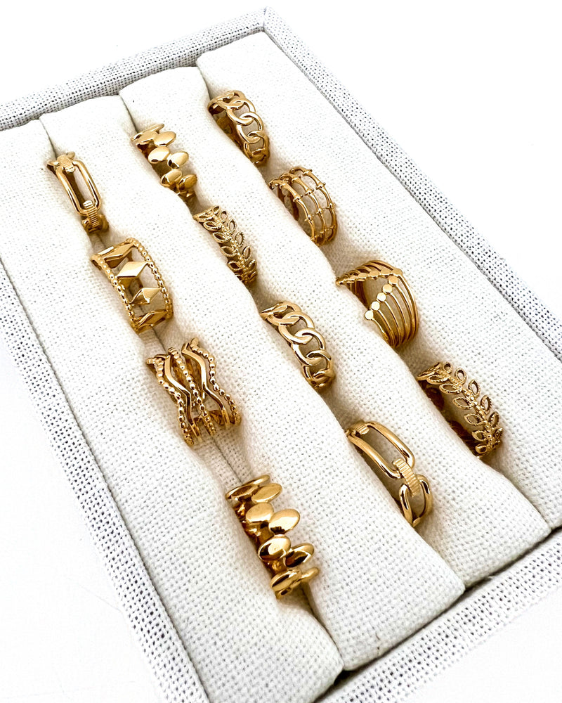 Rolonda Assorted Adjustable Gold Rings (12)